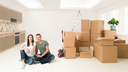 Retail stock and fixtures being prepared for relocation in Knightsbridge