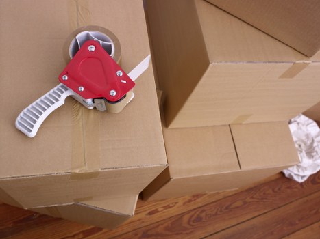 Packed boxes and furniture ready for transport in Knightsbridge