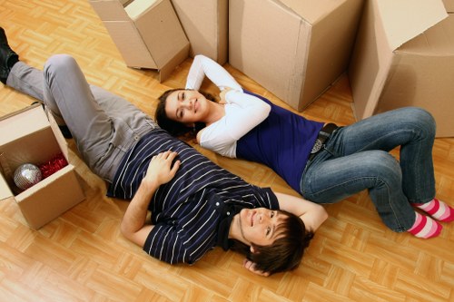 Packed boxes and protective materials for a Knightsbridge relocation