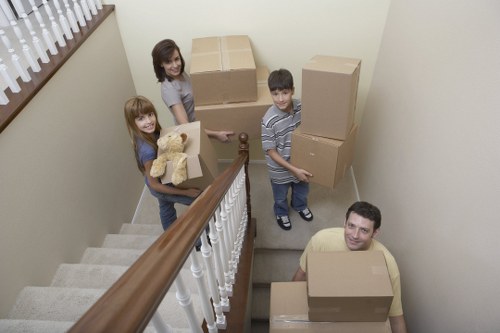 Packed furniture and boxes ready for a Knightsbridge relocation